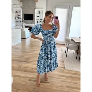 NWOT Abercrombie & Fitch Emerson puff sleeve floral maxi dress Large tall